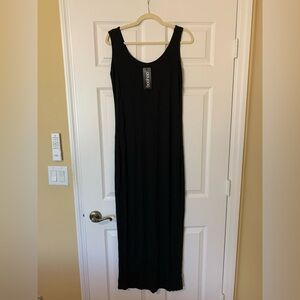 Boohoo Sleeveless Sheath Maxi Little Black Dress‎ Size 10 Minimalist Casual